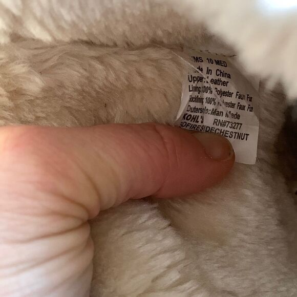 Chestnut Plush‎ Sherpa Fur Suede Leather Button Brown ugg style Boots Size 10 - Picture 7 of 9